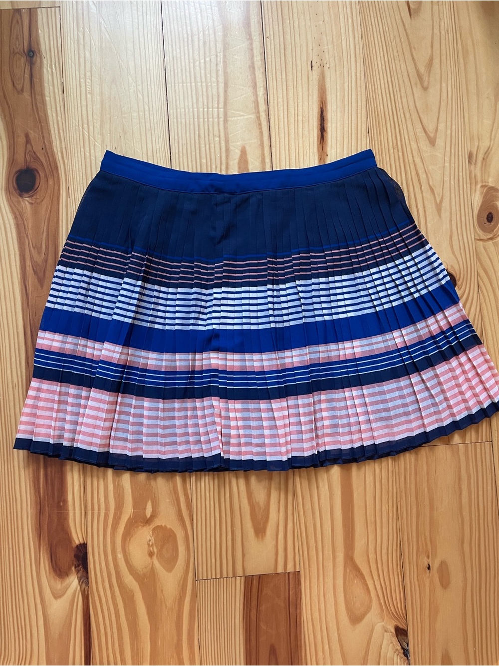 Pleated Navy and Pink Stripe Women's Skirt